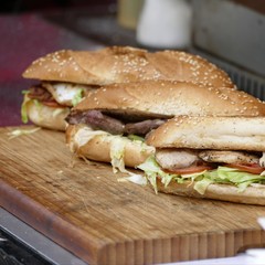  fresh sandwiches with vegetables and meat