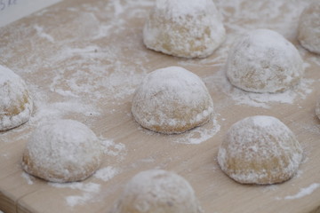 Fototapeta na wymiar sweet pastry balls with sugar