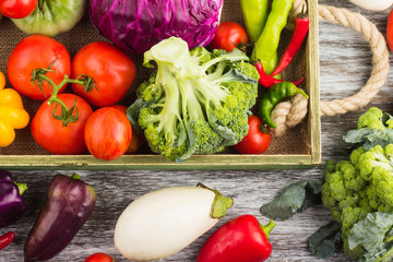Set of vegetables in the tray