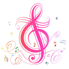 abstract music notes colorful background