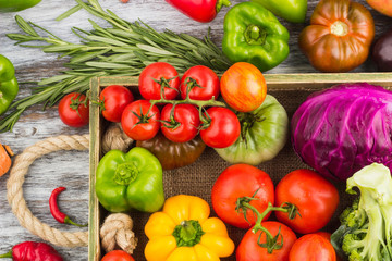 Set of vegetables in the tray