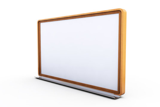 White magnetic board on the wall. Isolated 3d rendering