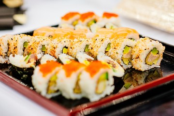 Pieces of fresh delicious sushi