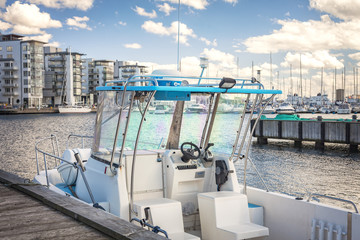 Fototapeta premium Boat moored in marina