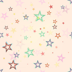 Vector Seamless Pattern Background with Color Stars