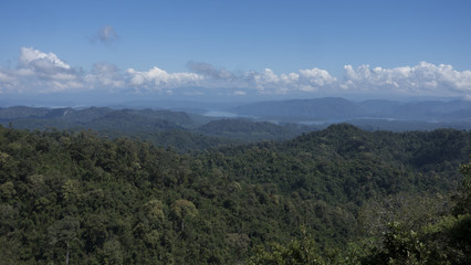 Obraz premium A morning sight of Pilok Mountain in the north of Thong Pha Phum National Park, Thailand