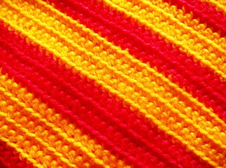 Strong, saturated colors crochet pattern with diagonal stripes