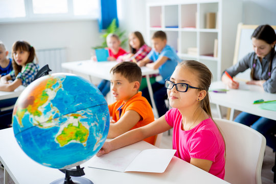 Geography lesson at school