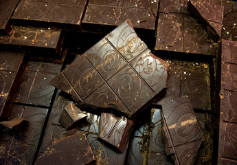 Chocolate bars in production
