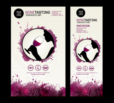 Template for poster, flyer or invitation wine tasting. Wine tasting icons.
