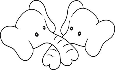 paar 2 freunde team geschwister liebe kopf gesicht kleiner süßer baby elefant kind niedlich gemalt