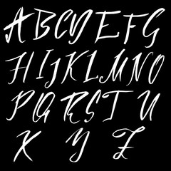 Hand drawn font. Modern brush lettering. Elegant alphabet. Vector illustration.