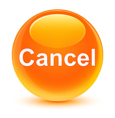 Cancel glassy orange round button
