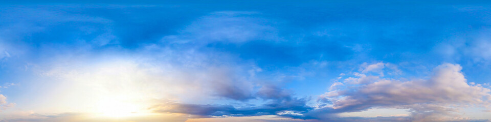 Seamless 360 degree spherical panorama of the sky. Beautiful evening sky spherical panorama 360x180...