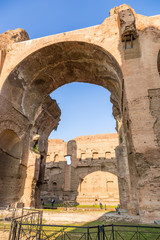 Rome, Italy. View of the ancient ruins of one of the halls of the thermae of the Emperor of Caracalla, 217