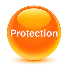 Protection glassy orange round button