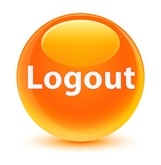 Logout glassy orange round button