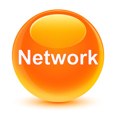 Network glassy orange round button