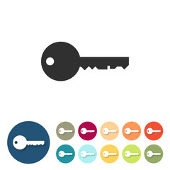 Button-Set bunt flach - Schlüssel Schlüsseldienst