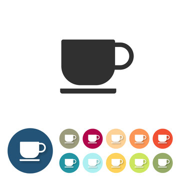 Button-Set bunt flach - Kaffeetasse