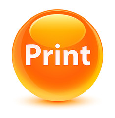 Print glassy orange round button