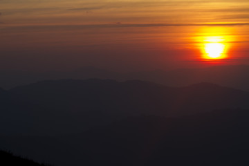 Sunset Thong Pha Phum National Park.