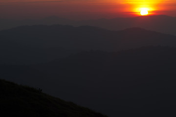 A morning sight Thong Pha Phum mountain in the north of National Park.