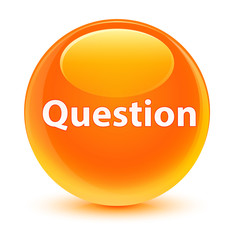 Question glassy orange round button