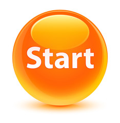 Start glassy orange round button