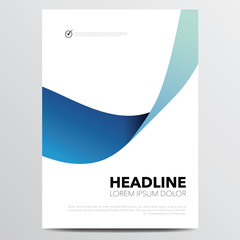 Brochure, flyer or annual report cover design template with blue wave. Vector illustration.