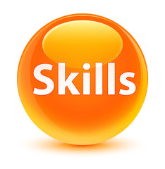Skills glassy orange round button