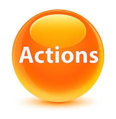 Actions glassy orange round button