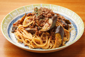 茄子のミートソーススパゲッティー