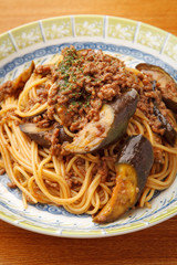 茄子のミートソーススパゲッティー