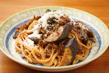 茄子のミートソーススパゲッティー