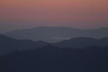 A morning sight Thong Pha Phum mountain in the north of National Park.