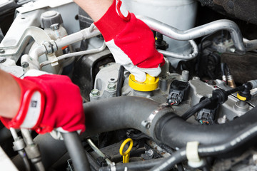 car maintenance - mechanic check vehicle engine