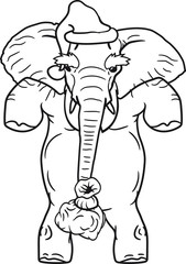 nikolaus santa claus weihnachtsmann weihnachten mütze sack winter geschenke stehend laufend kunststück elefant kopf gesicht gemalt