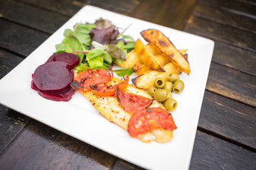 Chicken salad on a plate ready to eat