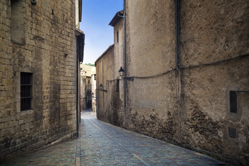 Old city street in Girona. Europe. Spain