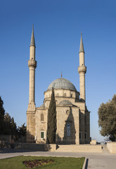 Fototapeta na wymiar Turkish mosque in the upland Park of Baku, Azerbaijan. March 2017