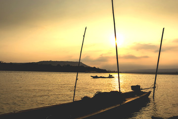 Silhouette of Thai fishing boats