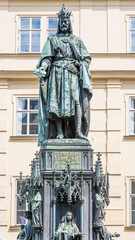 Obraz premium Bronze Statue Of Czech King Charles Iv In Prague, Czech Republic