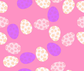 Seamless pattern with colorful Easter eggs on a pink background