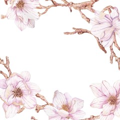 Obraz premium Watercolor branches of magnolia