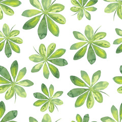 Watercolor tropical pattern with leaves. - 142719346