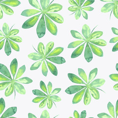 Watercolor tropical pattern with leaves. - 142719367