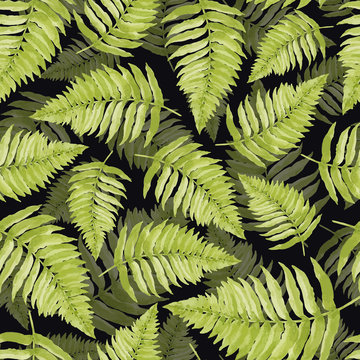 Watercolor tropical pattern with leaves.