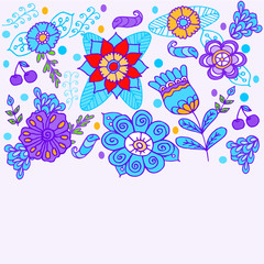 decorative flower pattern border on white background drawn