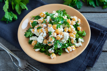 Chickpea salad with feta cheese